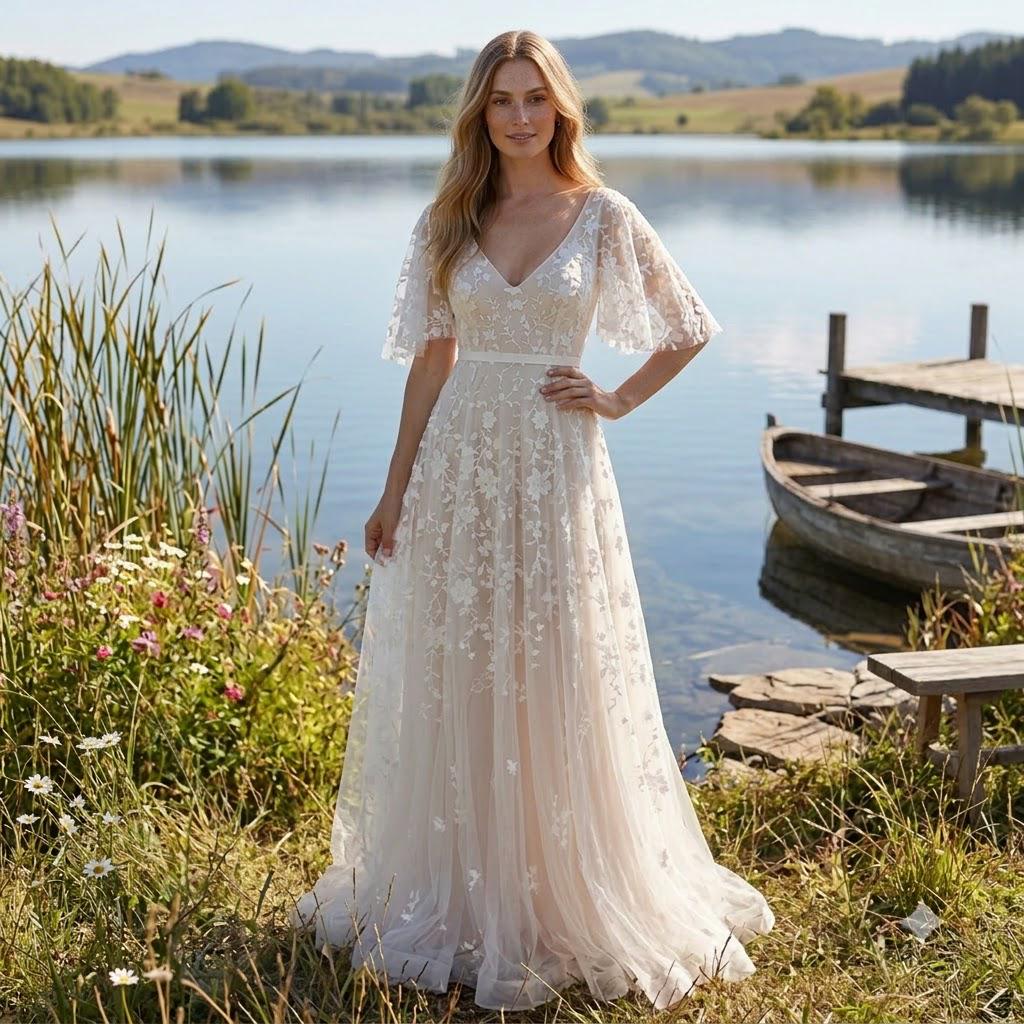 Beach Wedding Dress Short Bride