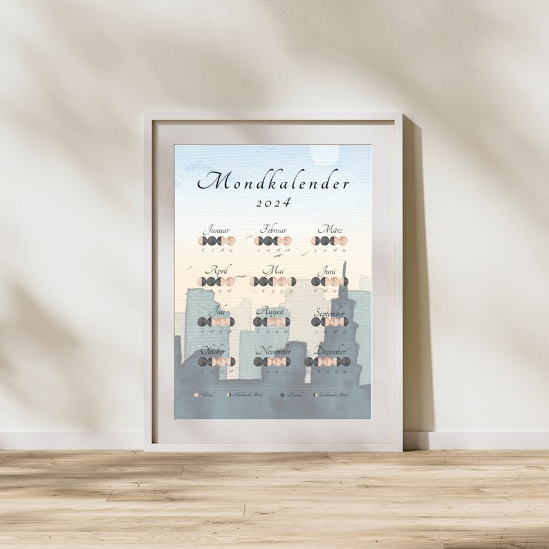Moon Phase Calendar 2024 Digital File for Mystical Moon Etsy Finland