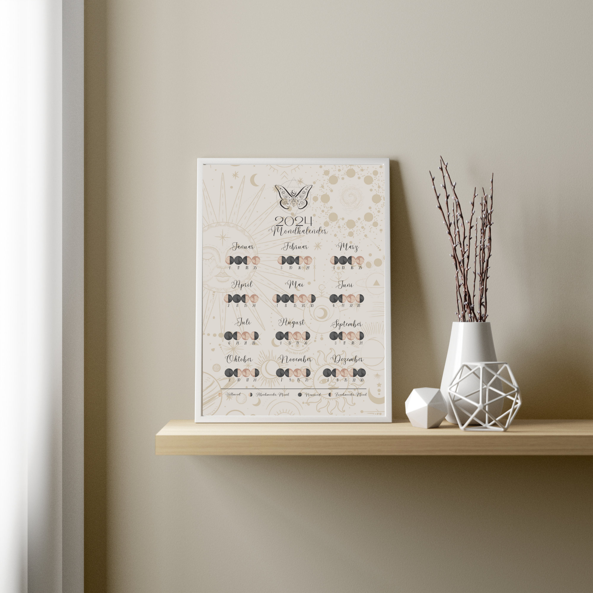 SET of 2 Moon Phase Calendars 2024 Digital File for Mystical Etsy