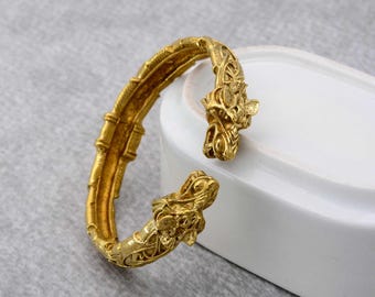 Bracciale con testa di drago in ottone: braccialetto vichingo unisex