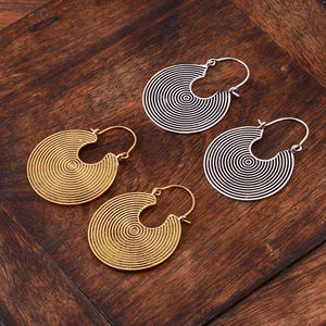 Brass Spiral Hoop Earrings: Boho Statement Jewelry