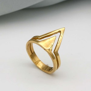 Statement Ring for Women, Brass Ring, Triangle Chevron V Ring, Triangle Ring, Chunky Cocktail Ring, Boho Jewelry, Gift For Her