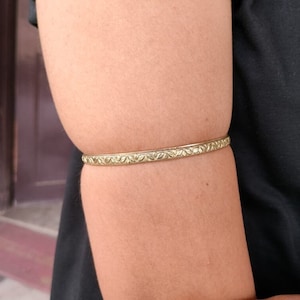 Greek Upper Bracelet, Engraved Leaf Arm Cuff, Grecian Leaf bracelet, Gold Arm Band, Bridal Jewelry, Nature Inspired Leaves Cuff, Arm Cuff