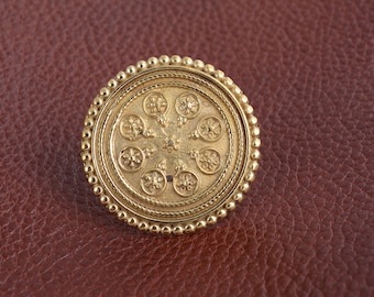 Brass Mandala Ring: Antique Gold Boho Statement Ring