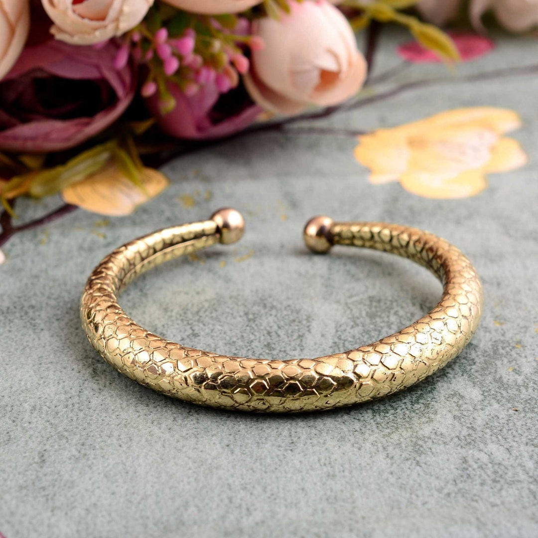 Gold Dainty Snake Skin Bracelet, Plain Gold Bracelet, Plain Bangle