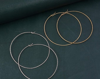 Thin Brass Hoop Earrings: Hammered Gold Threader Hoops