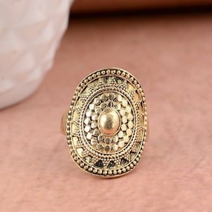 Brass Mandala Ring: Boho Bohemian Yoga Jewelry