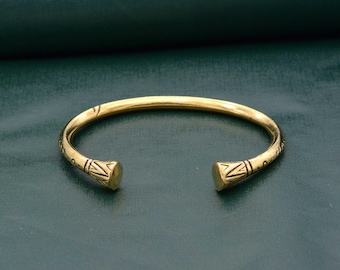 Bracelet Touareg En Laiton Et Bois D'ébène - Style Manchette Large - Occasion