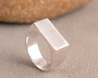 Sterling Silver Signet Ring, Signet Square Ring, Men Signet Ring, Promise Ring, Handmade Ring, Gift For Him, Monogram Ring, Gift For Her