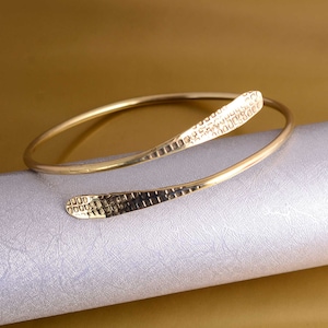 Handmade Hammered Brass Upper Arm Cuff: Minimalist Gold Armlet