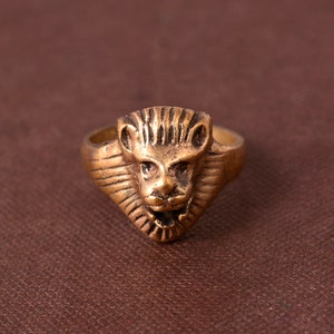 Anillo de cabeza de león de latón - Estilo gótico motero - Joyería para hombre