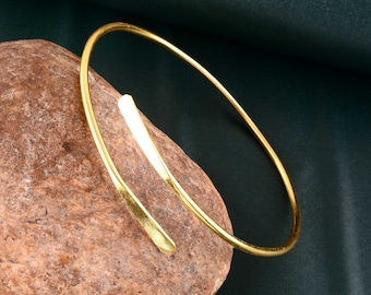 Brass Upper Arm Cuff: Adjustable Boho Bangle