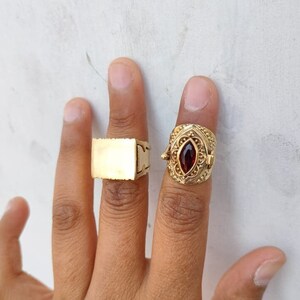 Garnet Poison Ring, Double Box Poison Ring, Gold Hidden Box Ring, January Birthstone, Small Box Ring, Box Ring, Locket Ring, Gift For Her