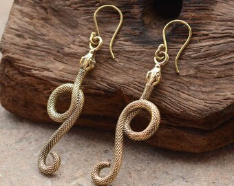 Pendientes de cobra de latón: joyas colgantes de serpiente tribal etno