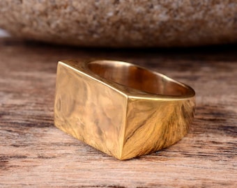 Signet Square Ring, Brass Signet Ring, Men Signet Ring, Promise Ring, Handmade Ring, Valentine Gift, Monogram Ring, Gift For Him