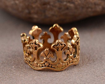 Brass Crown Ring, Crown Ring, Princess Ring, Gold Crown Ring, Women Ring, Princess Crown Ring, Boho Ring, Gift For Her