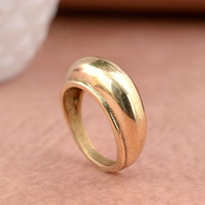Handmade Chunky Brass Dome Ring, Boho Stackable Vintage Style Jewelry