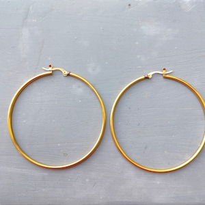 Cyber Sale, Gold Large Hoop Earrings, Big Hoop Earrings, Brass Hoop Earrings, Minimalist Earrings, Boho Earrings