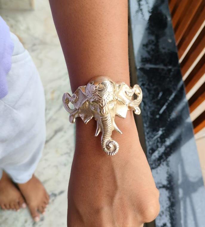Brass Elephant Cuff Bracelet: Animal Jewelry Gift