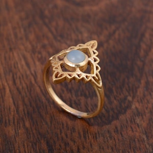 Moonstone Statement Ring: Gold Brass Gemstone Jewelry
