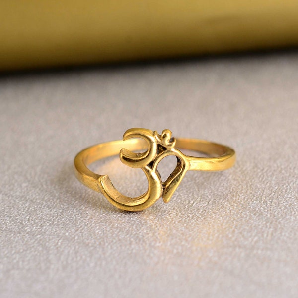 Gold Om Ring, Brass Ohm Ring, Om Ring, Aum, Yoga Ring, Calming Ring