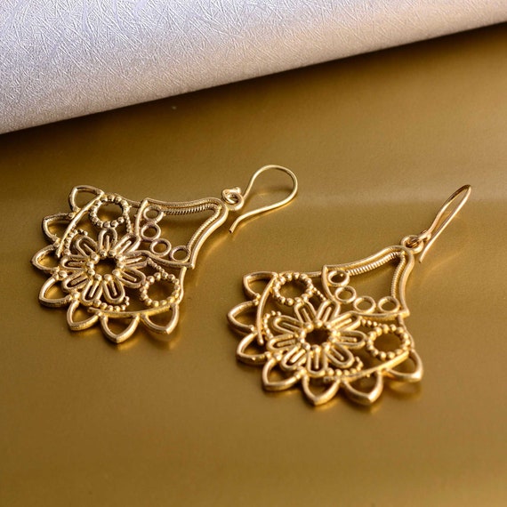 Boucles D'oreilles Pendantes Vintage Boho Bronze - Neuf Sans Emballage, Ornements émaillés