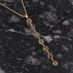 Gold 7 Chakras Stone Pendant, Handmade Pendant, Brass Pendant, Chakras Pendant, Religious Jewelry, Gift for Her, Gift for Him, Yoga Lovers