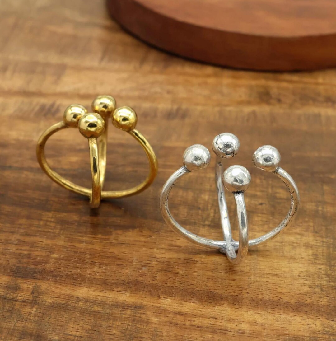 Handmade Brass Rolling Ring: Interlocked Boho Band - Etsy