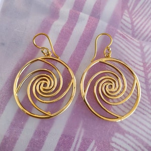 Spiral Earrings, Gold Spiral Earrings, Dangle Earrings, Spiral Jewelry, Geometric Earrings, Tribal Earrings, Minimalist Earrings