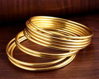 Thick 18k Gold Filled Bangles: Simple Brass Bangle Bracelet