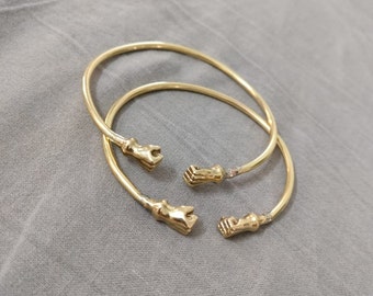 Brass Bangle Fist Style Bracelet, Bracelet with Fists