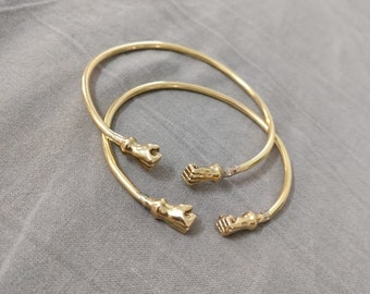 Brass Bangle Fist Style Bracelet, Bracelet with Fists