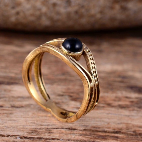 Black obsidian gold ring best sale