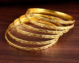 Gold Brass Bangles, 18K Gold Filled Bangle Bracelet, Gold Stackable Bangle, Thin Gold Bangles, Designer Bangle Bracelet, Gift For Her