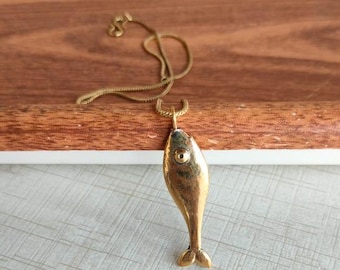 Brass Fish Pendant Necklace: Sea Lover Gift