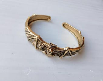 Handmade Brass Bat Cuff Bracelet: Gothic Vampire Jewelry