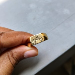 Brass Sun Signet Ring: Sunburst Stacking Band - Etsy