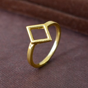 Brass Rhombus Ring: Minimalist Geometric Modern Ring