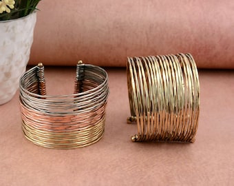 Brass Wire Cuff Bracelet: Minimalist Wraparound Bangle