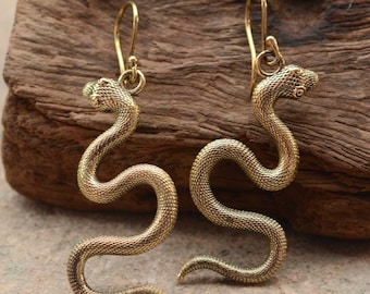 Pendientes de cobra de latón: joyas colgantes de serpiente tribal etno