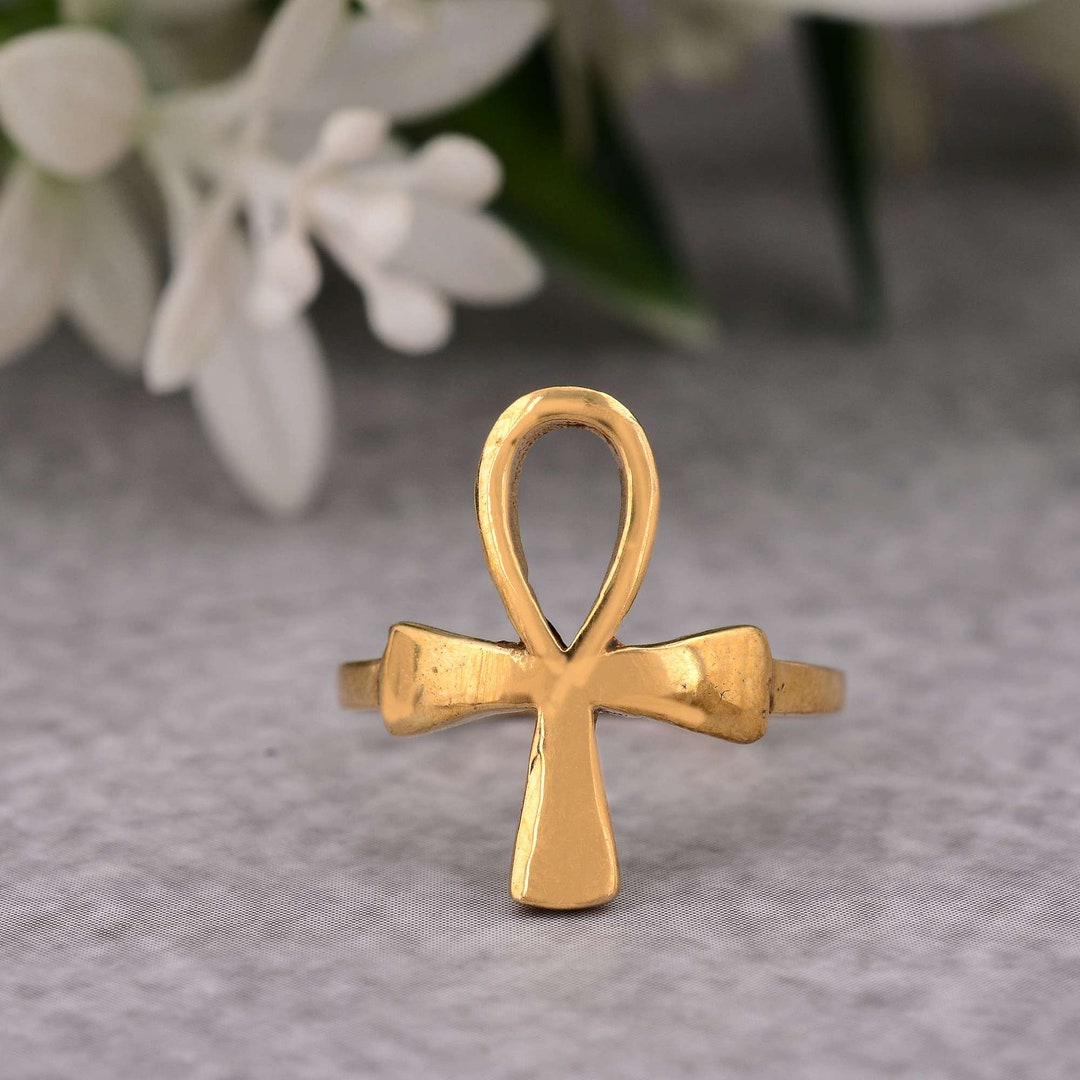 Bague Croix d'Ankh Egyptienne Chevalière Anneau Egypte Antique