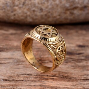 Star of David Ring: Brass Jewish Band, Trendy Thumb Ring