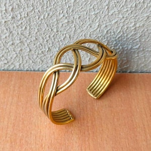 Brass Celtic Open Bangle Adjustable, Gift For Her, Gift For Mom, Stacking Handmade Bracelet, Cuff Woman Bangle , Summer Jewelry, Celtic