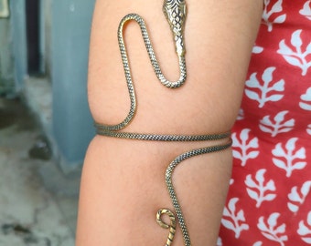 Big Serpent Bracelet, Gold Jewelry, Snake Bracelet, Adjustable Snake Bangle, Upper Arm Bracelet, Snake Jewelry, Serpent Armlet