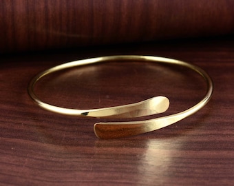 Minimalist Brass Upper Arm Cuff: Simple Armlet Bracelet