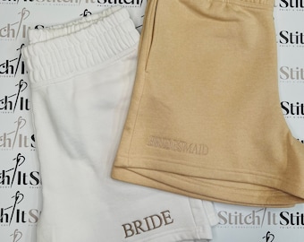 Embroidered Bride Shorts, Bridesmaid, Hen Do, Bridal Party, Wedding, Bride Gift, Wifey