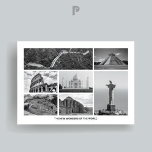 The New Wonders of The World Art Print | Travel Photography Print | Black & White Travel Poster