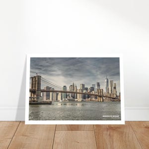 Brooklyn Bridge New York City Travel Photography Printable Digital Download – NYC Skyline Wall Art, Colour Print, Architecture Décor