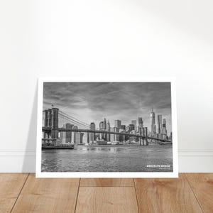 Brooklyn Bridge New York City Travel Photography Printable Digital Download – NYC Skyline Wall Art, Black & White Print, Architecture Décor