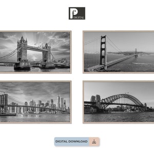 Samsung Frame TV Art Set Famous Bridges Set of 4 | Art Frame TV | Frame TV Art | Digital Download